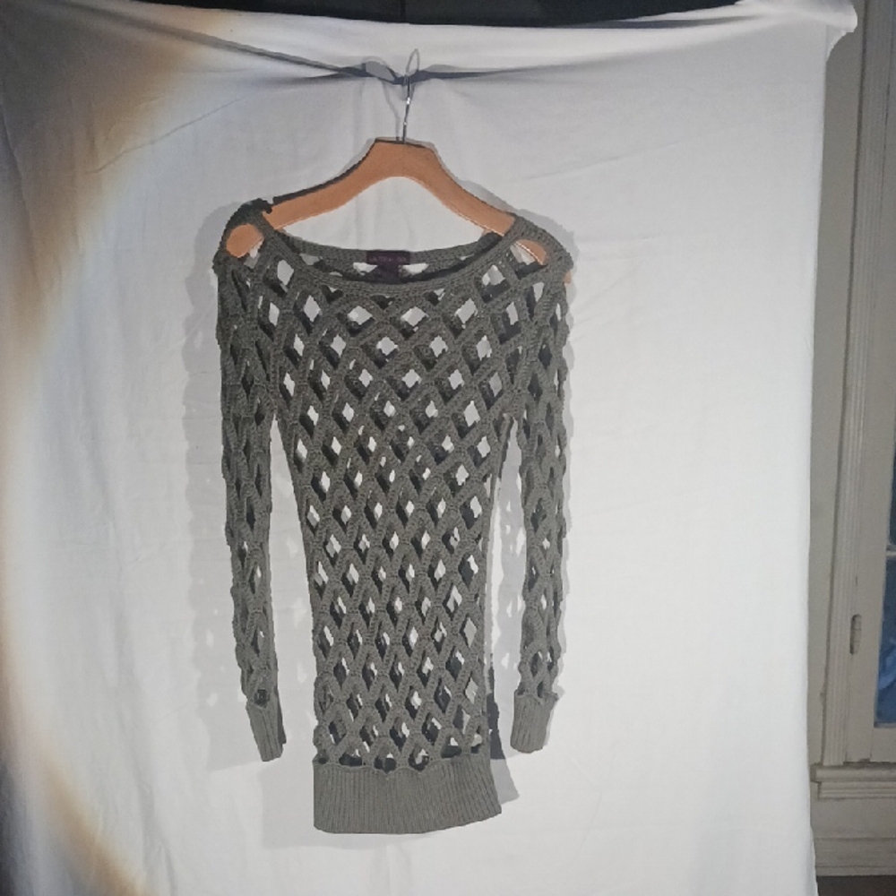 Material Girl Gray Open Knit Sweater